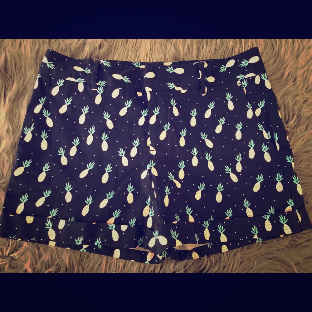 MAISON JULES Low Rise Pineapple Print Shorts 4